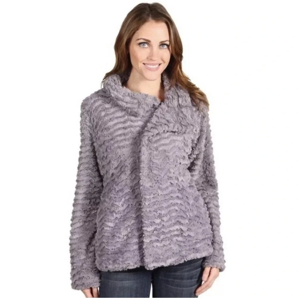 Patagonia Los Gatos Fleece Womens XL Grey Wavy Textured Mock Neck Gorpcore Cozy - Picture 11 of 15